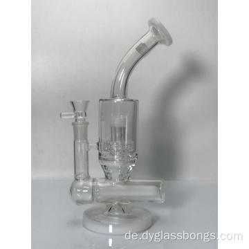 Klarglasbongs mit gebogenem Hals und Recycler